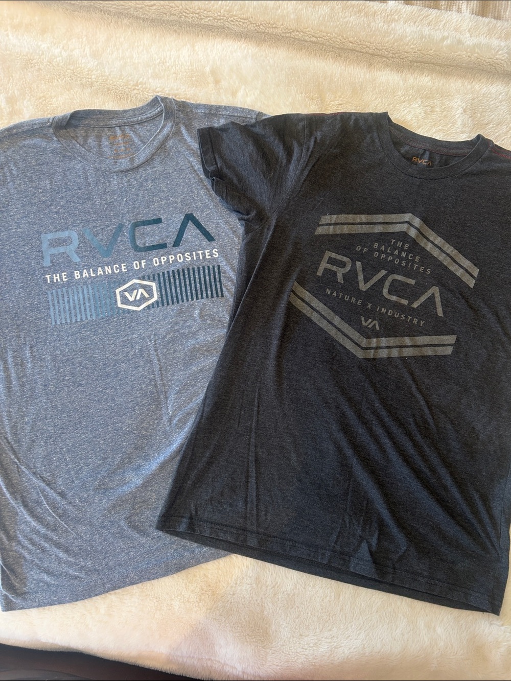RVCA Short-Sleeve Graphic Tee Duo in Heather Blue and Black